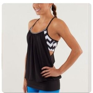 Lululemon No Limit Tank Top Black White Zigzag 6
